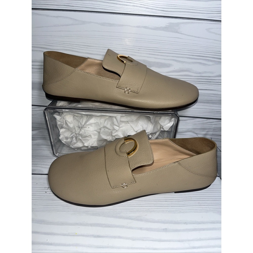 ODISSI Fara Tan Leather Flat Loafers W GoldI Women's Size 39 NWOB